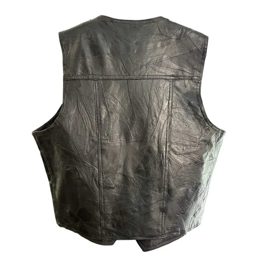 Italian Stone Design Vest NWT Biker Genuine Leather Navarre Leather Co., XL